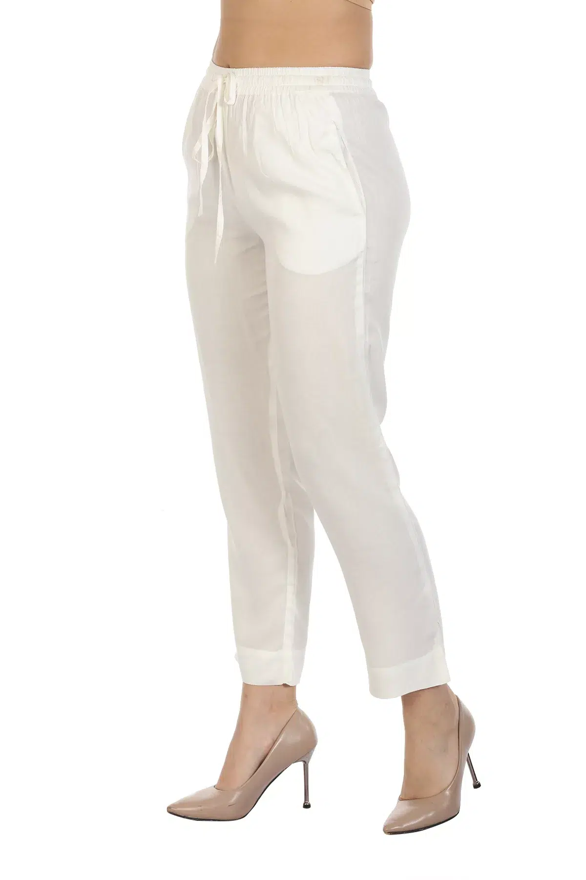 Solid White Palazzo Pants For Women