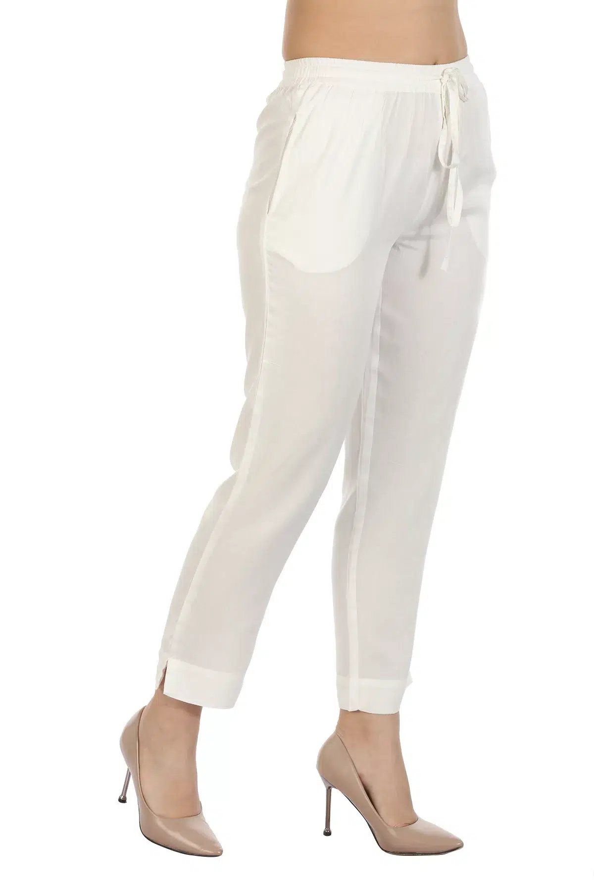 Solid White Palazzo Pants For Women