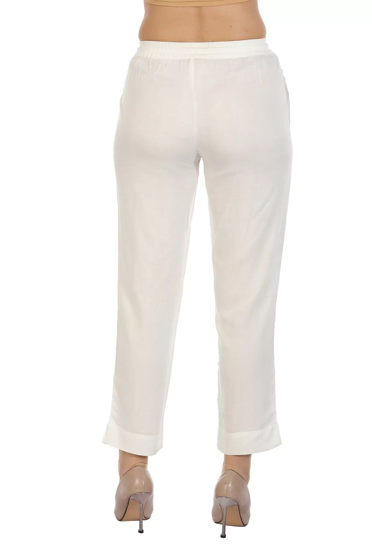 Solid White Palazzo Pants For Women