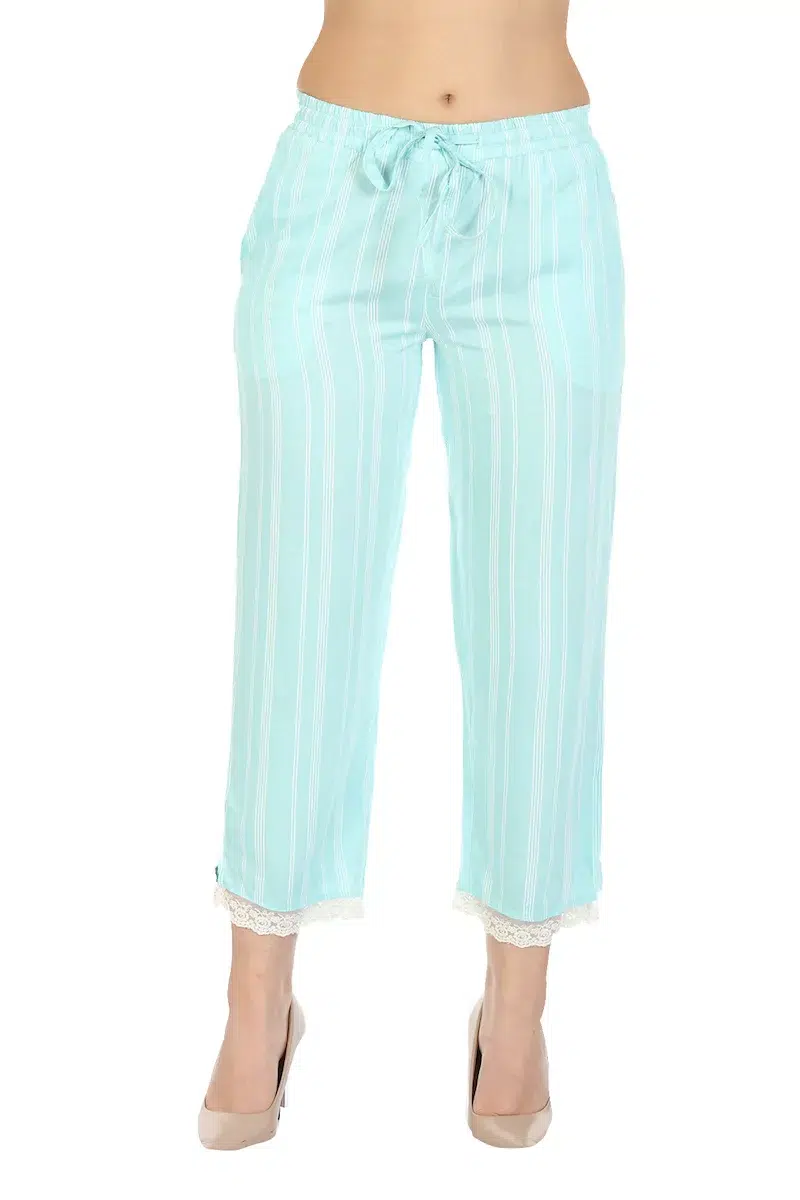 Striped Light Blue Plazo For Women