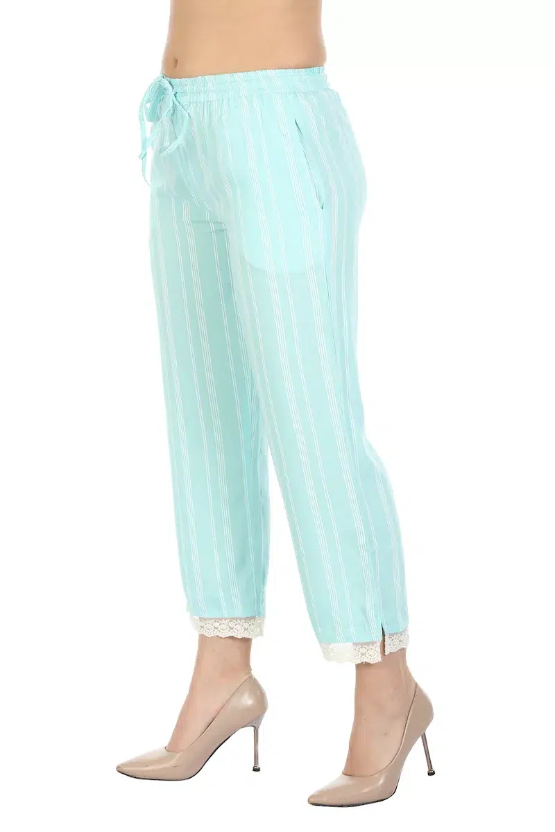 Striped Light Blue Plazo For Women