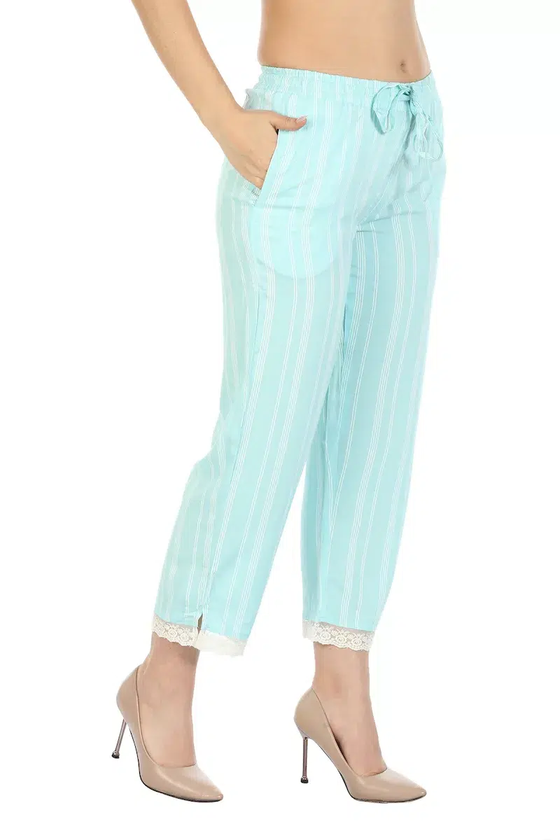 Striped Light Blue Plazo For Women