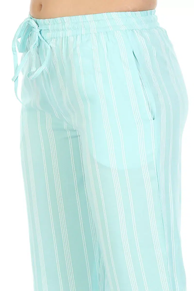 Striped Light Blue Plazo For Women