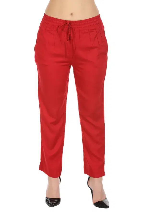 Solid Red Palazzo For Women