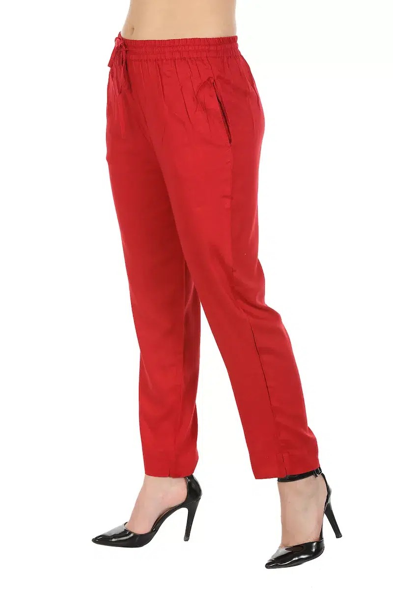 Solid Red Palazzo For Women