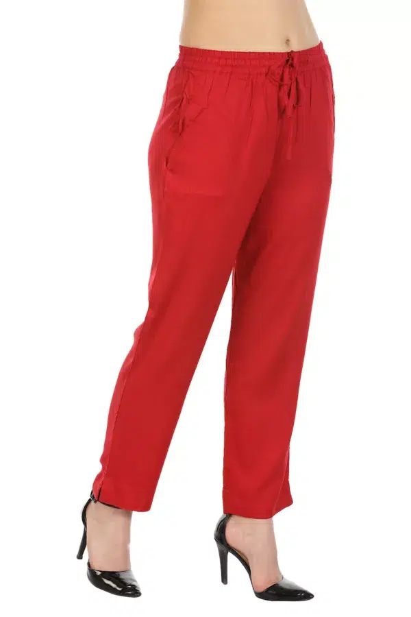 Solid Red Palazzo For Women
