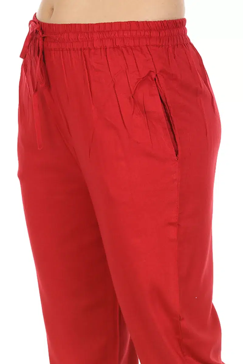 Solid Red Palazzo For Women