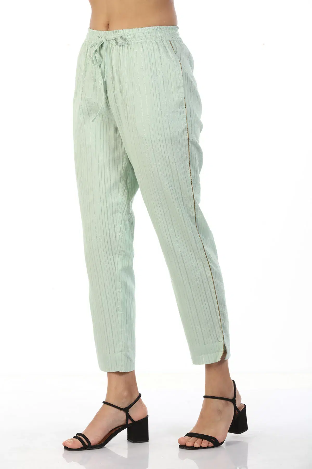 Solid Pastel Green Plazo For Women