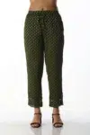 Charcoal Olive Straight Cut Pants For Women
