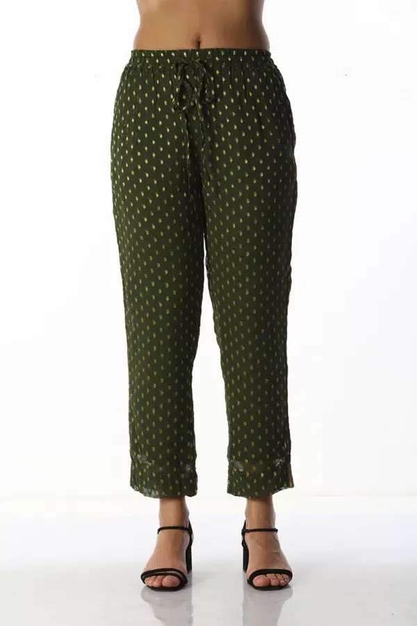 Charcoal Olive Straight Cut Pants For Women