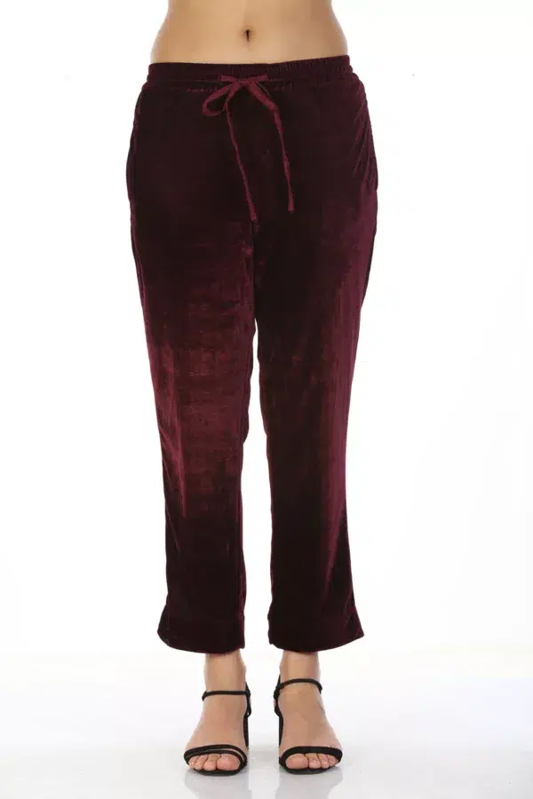 Solid Wine Palazzo Pants For Women