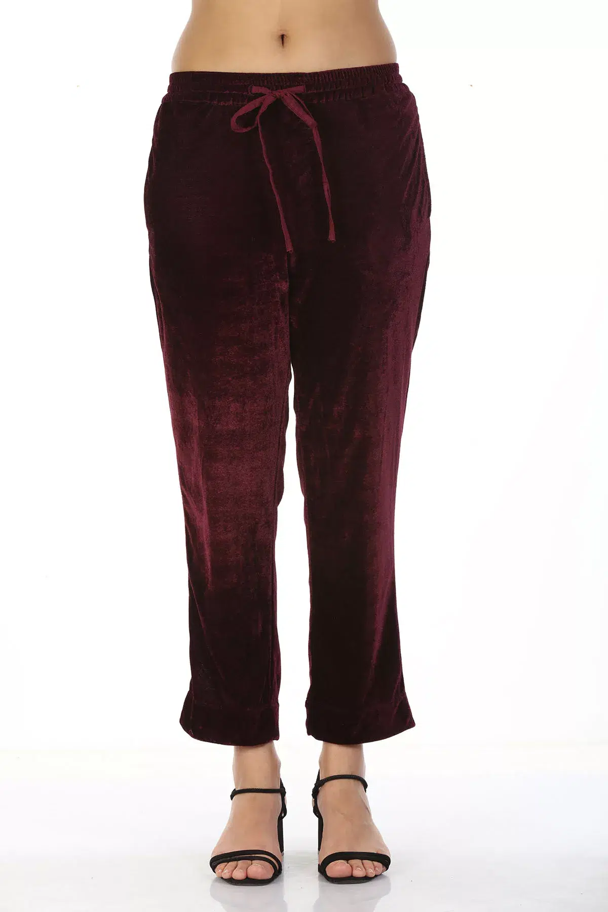 Solid Wine Palazzo Pants For Women