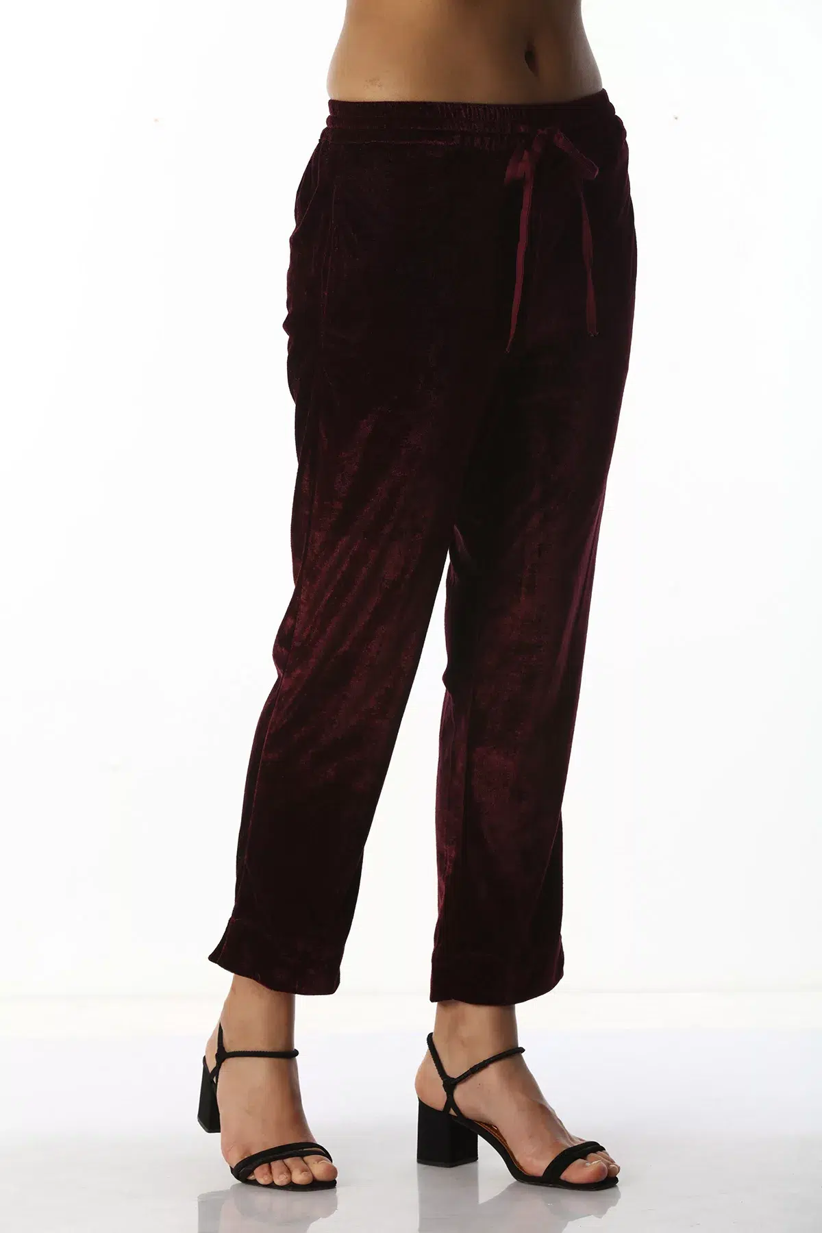 Solid Wine Palazzo Pants For Women