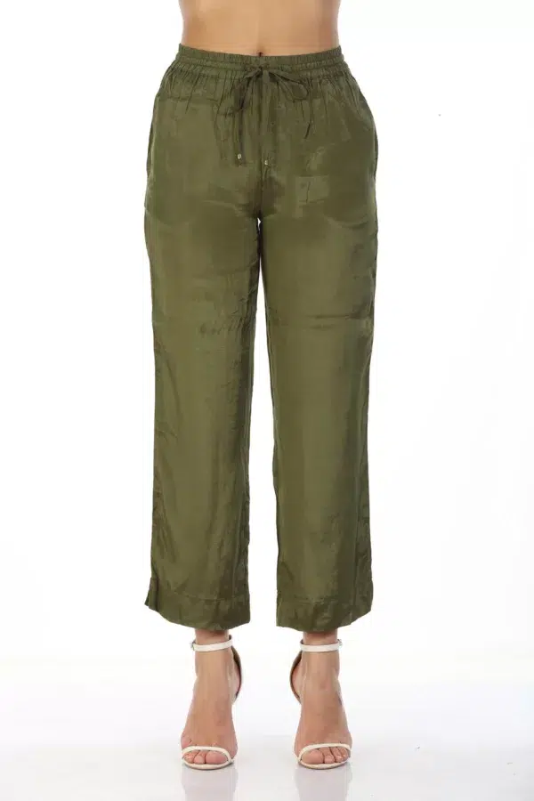 Solid Green Palazzo Pants For Women
