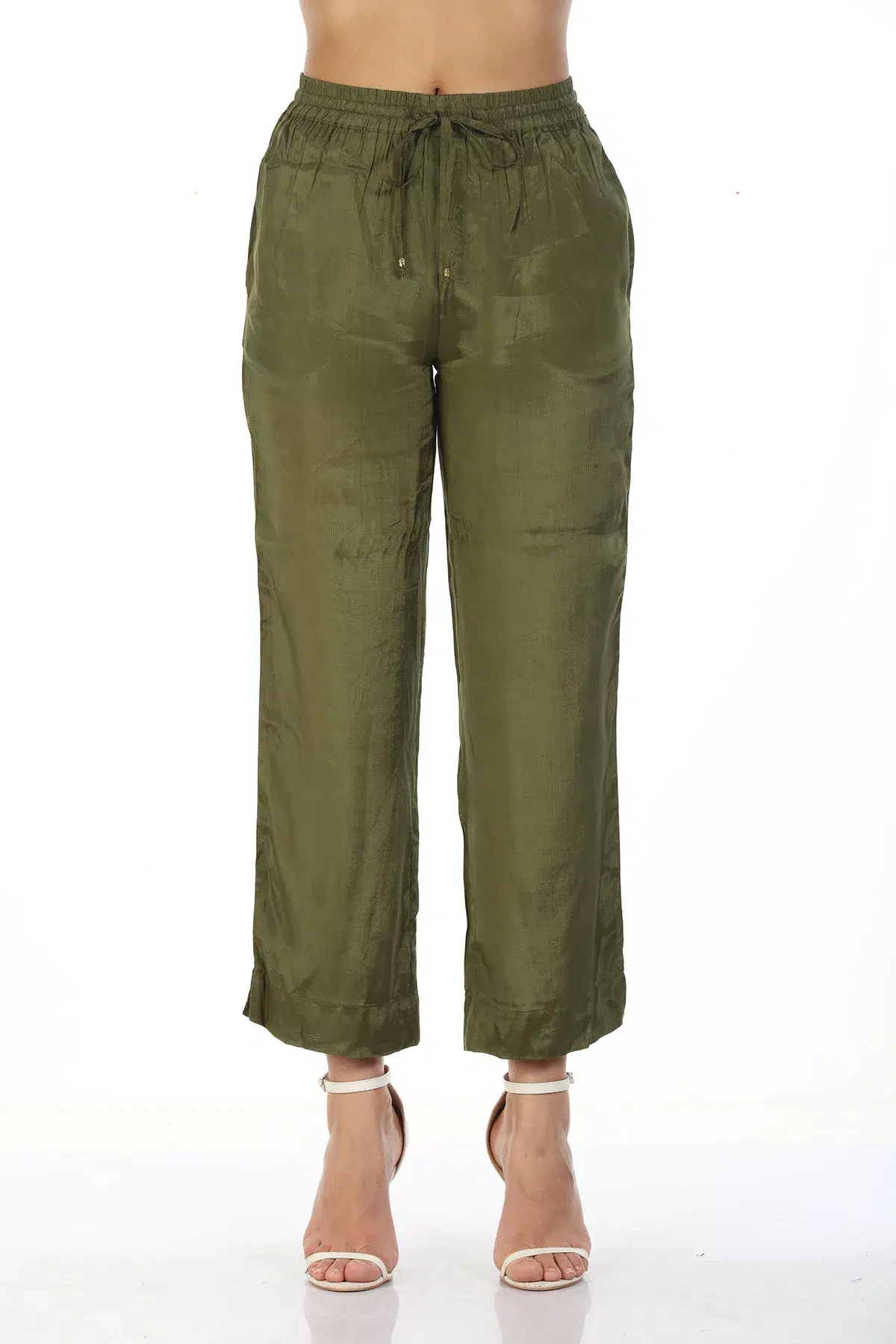 Solid Green Palazzo Pants For Women