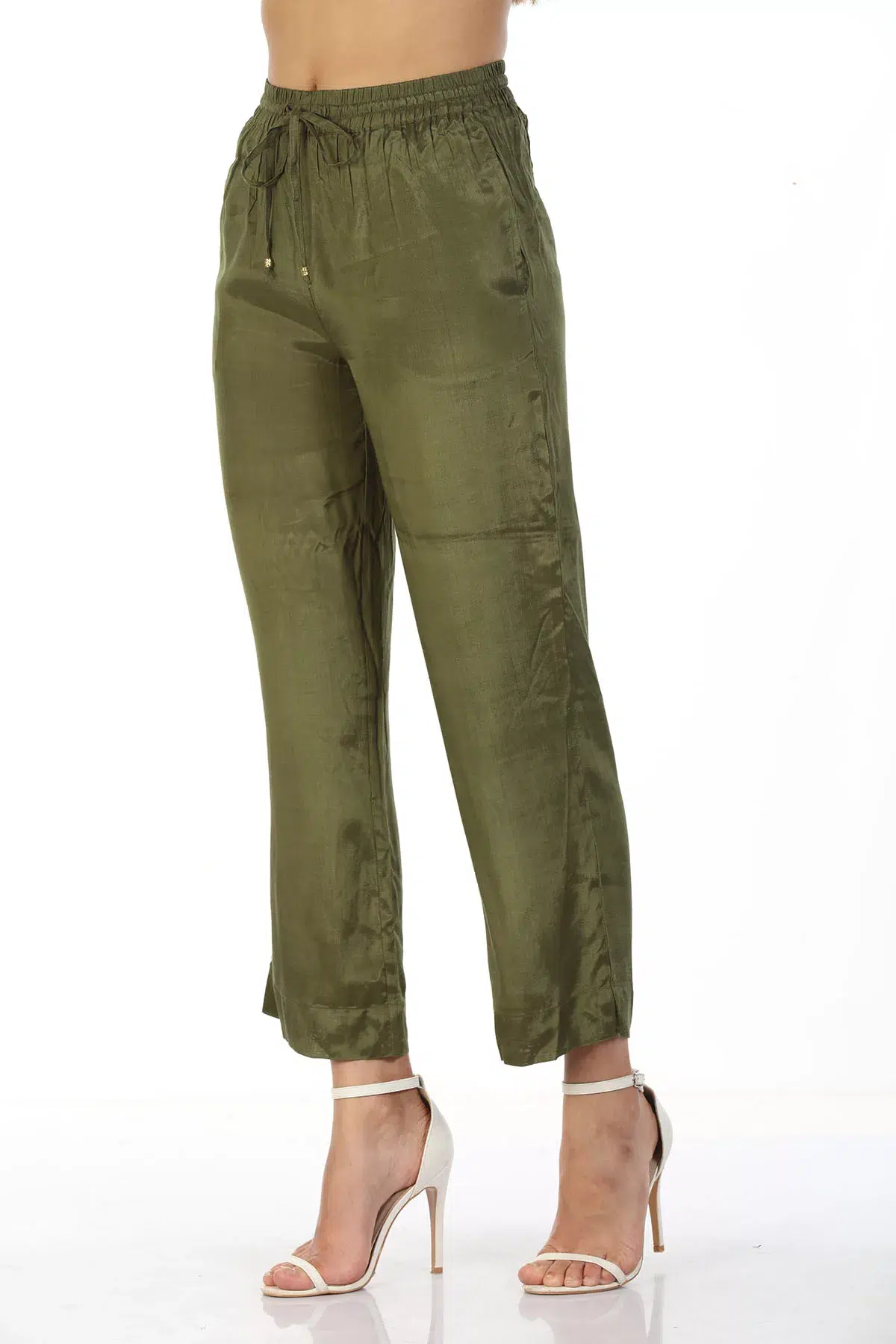 Solid Green Palazzo Pants For Women