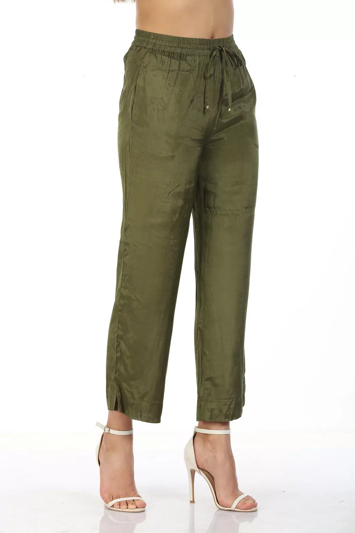 Solid Green Palazzo Pants For Women