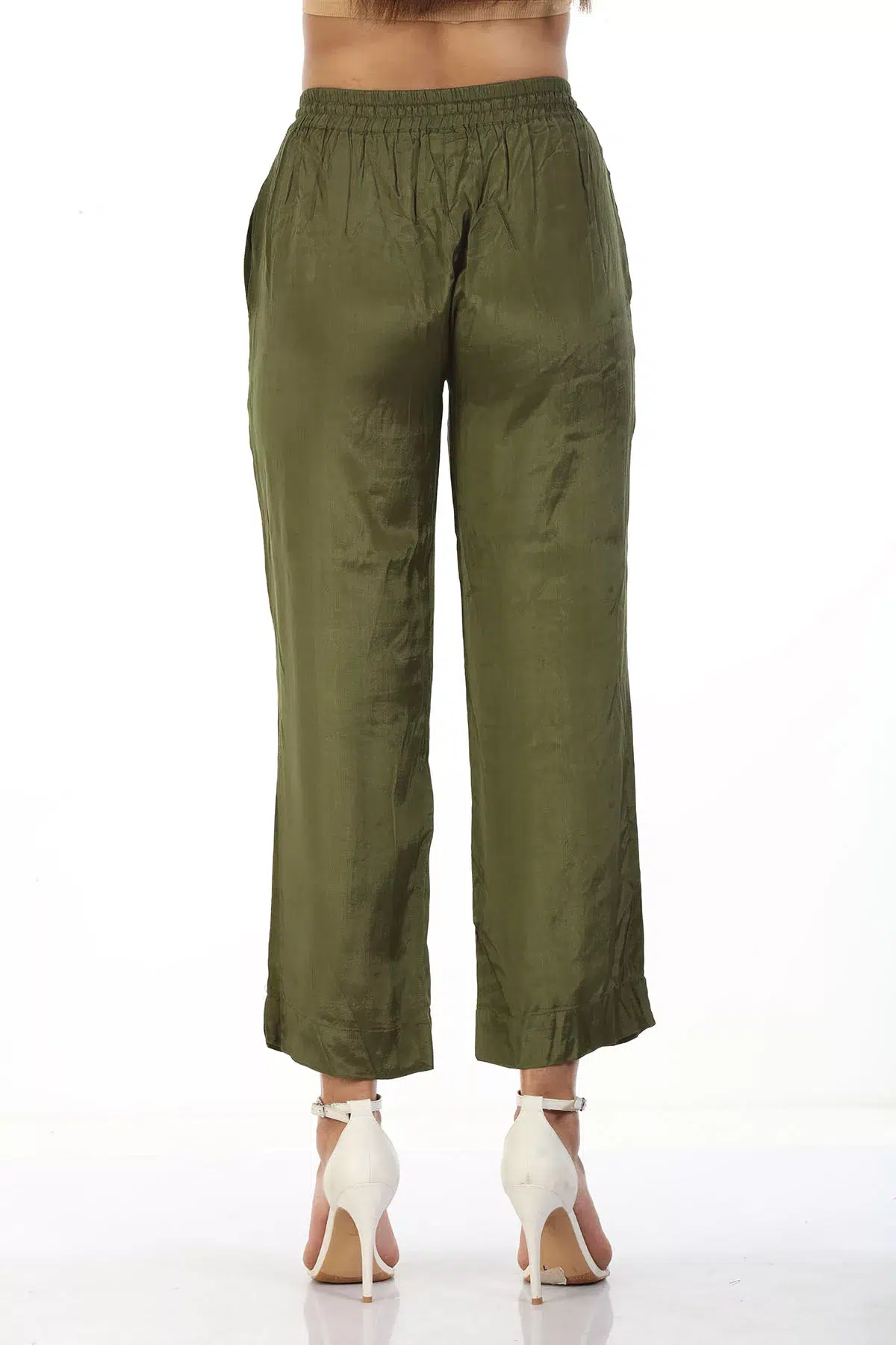 Solid Green Palazzo Pants For Women
