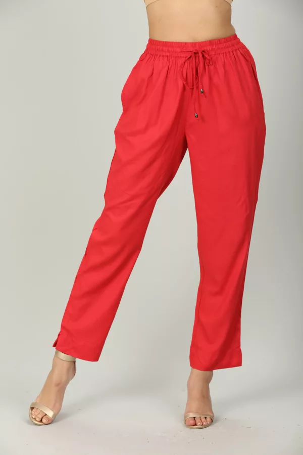 Solid Red Plazo For Women
