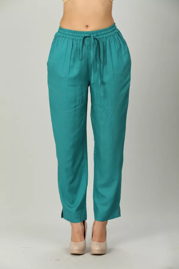 Solid Teal Palazzo Pants For Women
