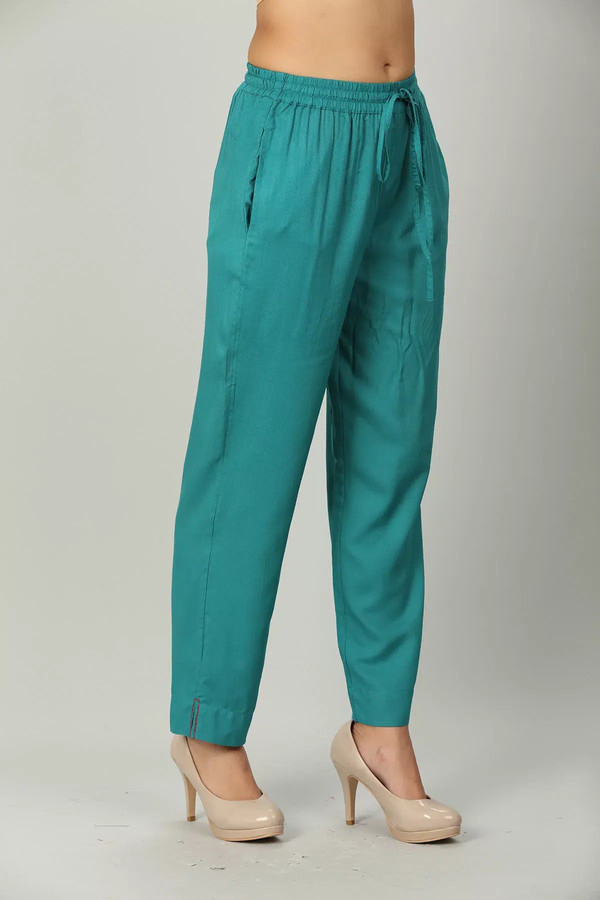 Solid Teal Palazzo Pants For Women