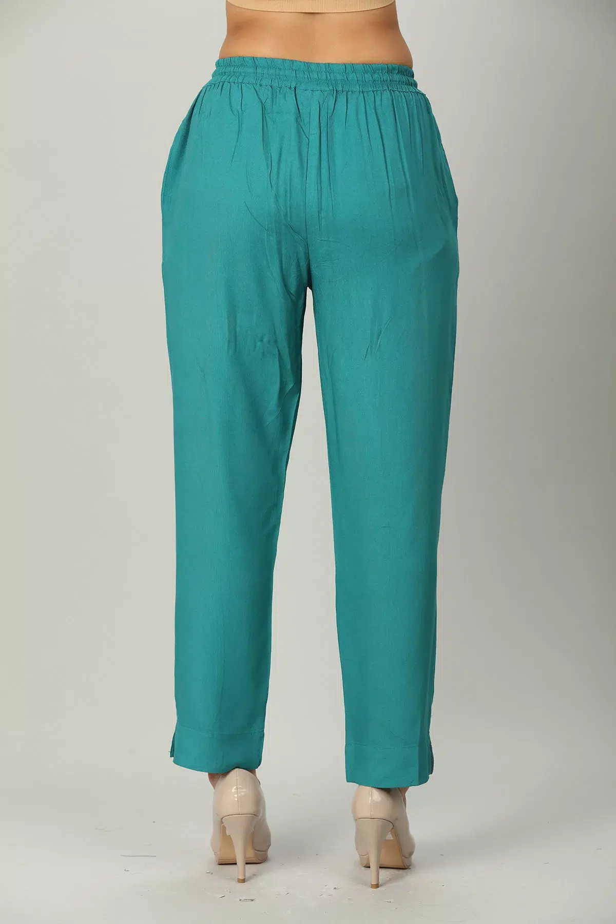 Solid Teal Palazzo Pants For Women