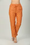 Embellished Orange Palazzo Pants For Women