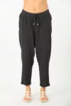 Dark Charcoal Solid Pants For Women