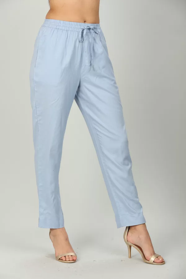 Solid Blue Palazzo Pants For Women