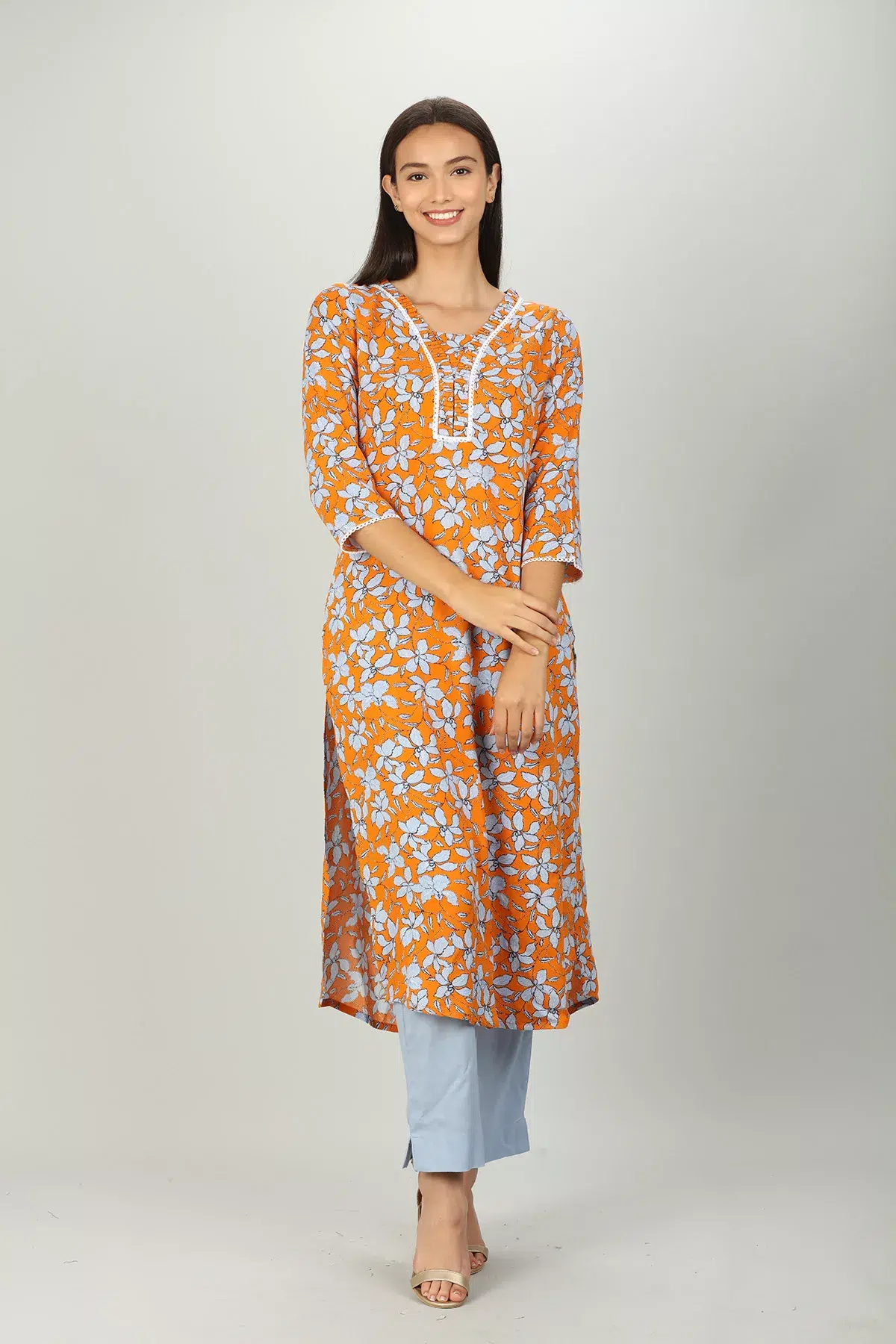 Solid Blue Palazzo Pants For Women