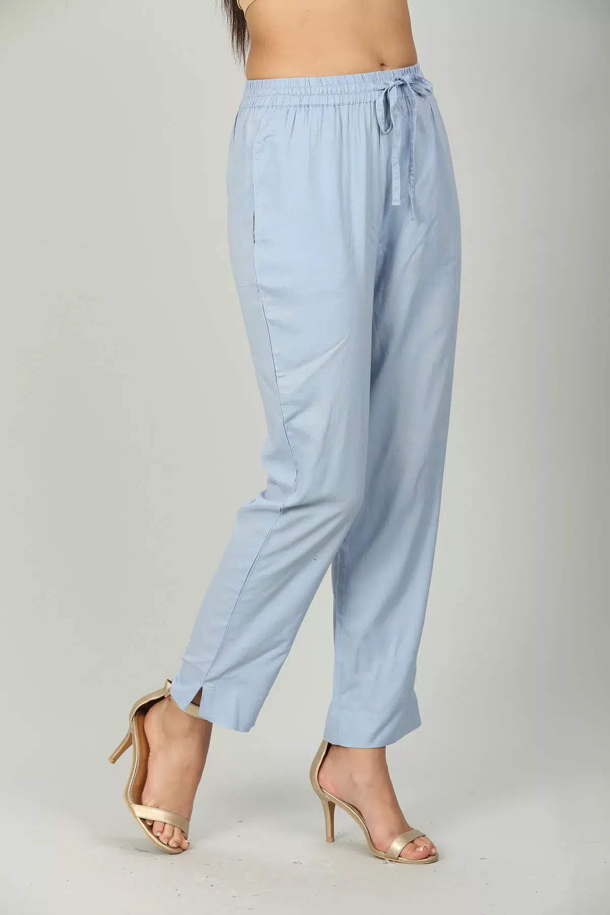 Solid Blue Palazzo Pants For Women