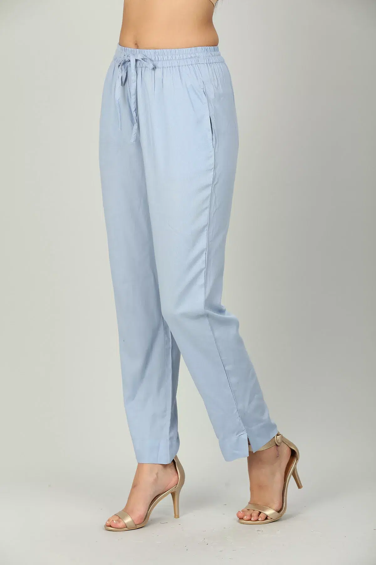 Solid Blue Palazzo Pants For Women