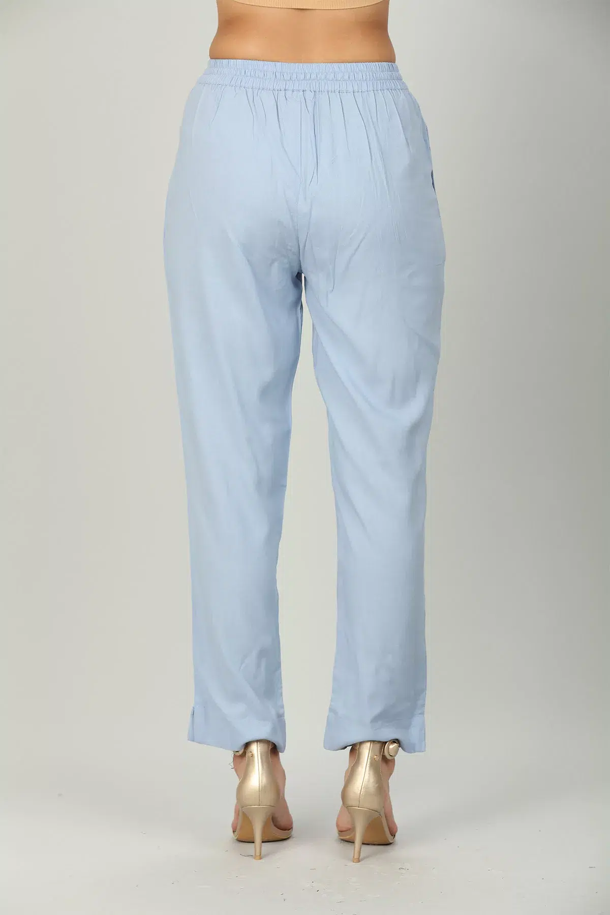Solid Blue Palazzo Pants For Women