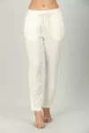 Solid Off White Palazzo Pants For Women