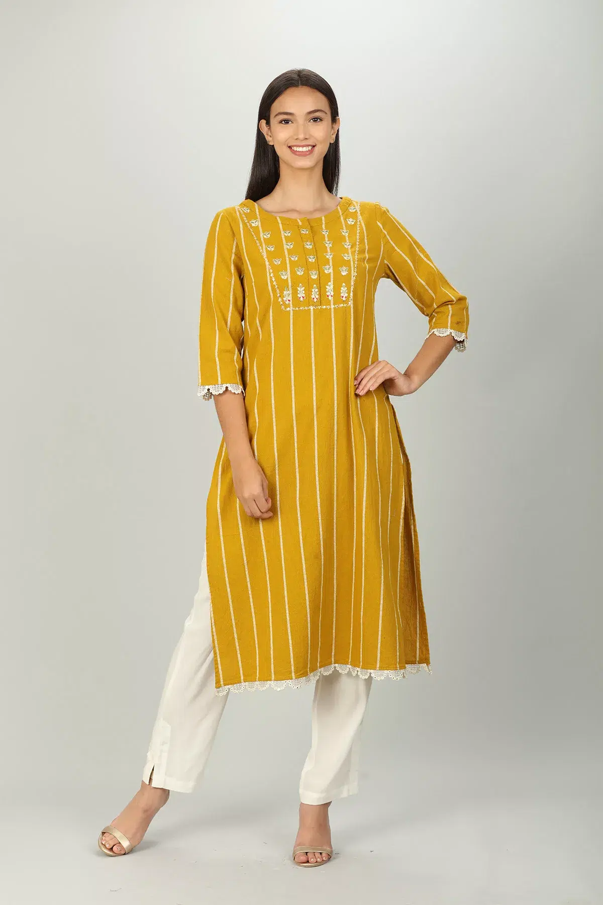 Solid Off White Palazzo Pants For Women