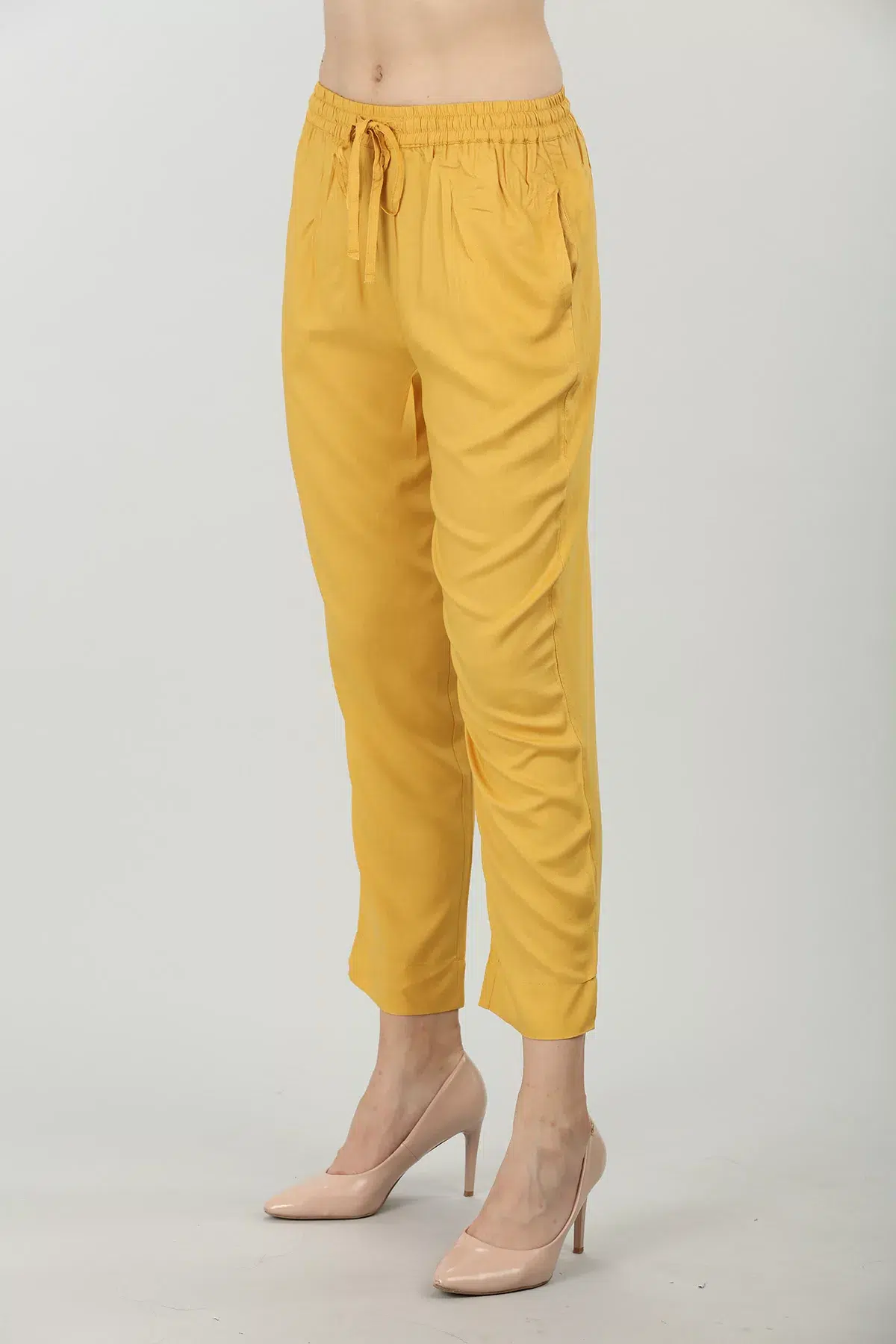 Solid Yellow Palazzo Pants For Women