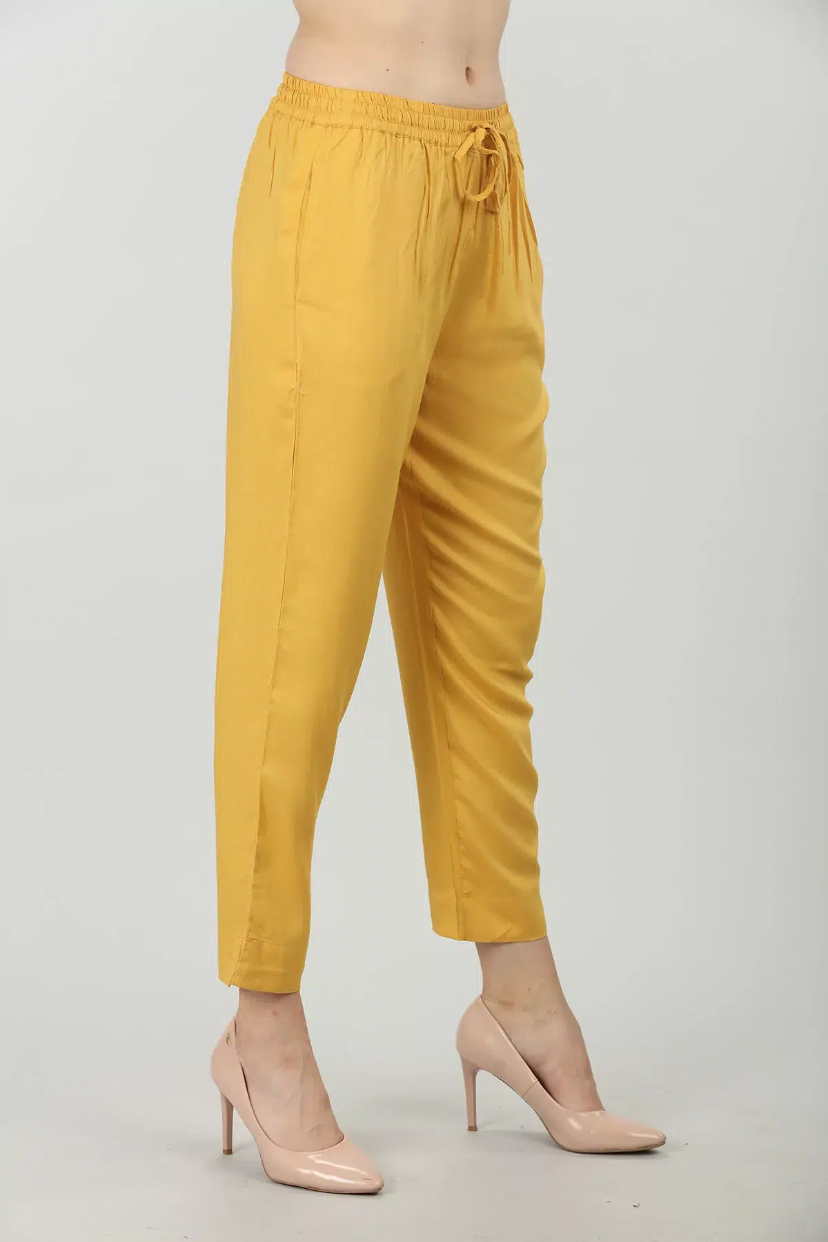 Solid Yellow Palazzo Pants For Women