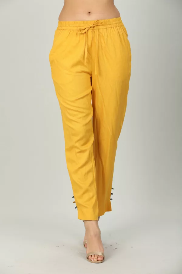 Solid Yellow Plazo For Women