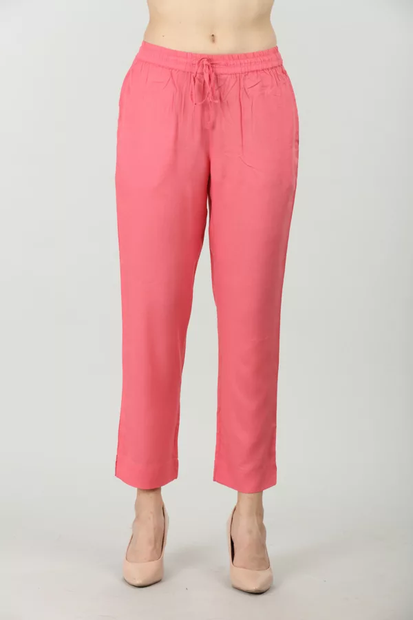 Solid Pink Plazo For Women