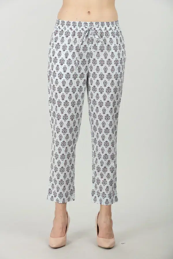 Printed Grey Palazzo Pants For Women
