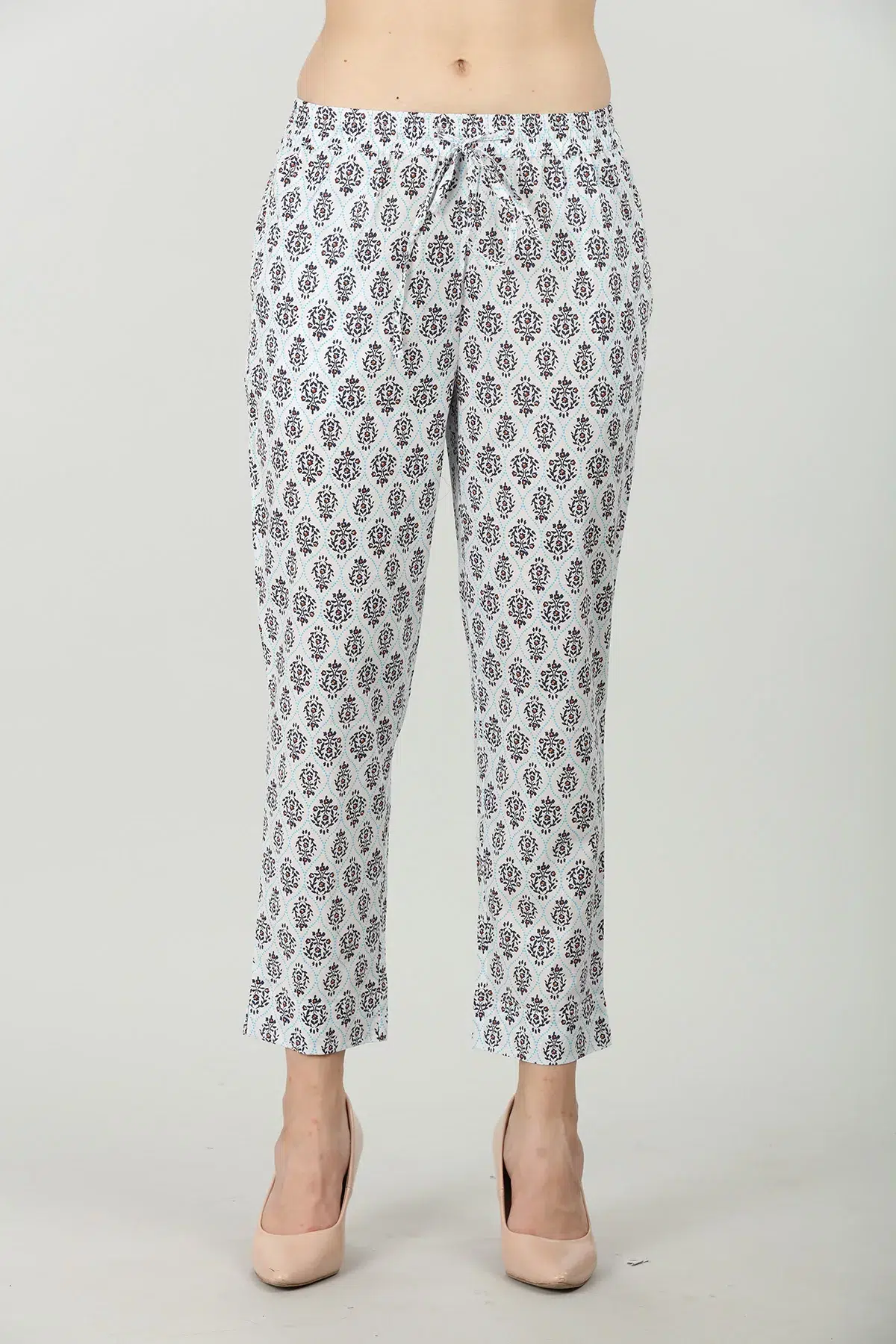 Printed Grey Palazzo Pants For Women