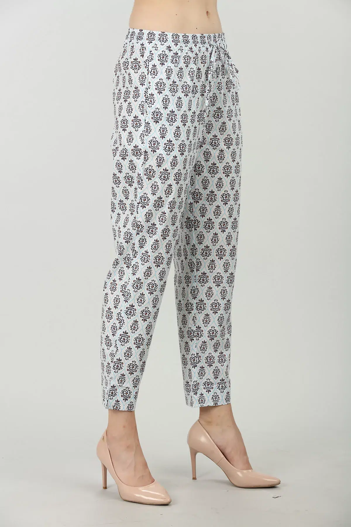 Printed Grey Palazzo Pants For Women