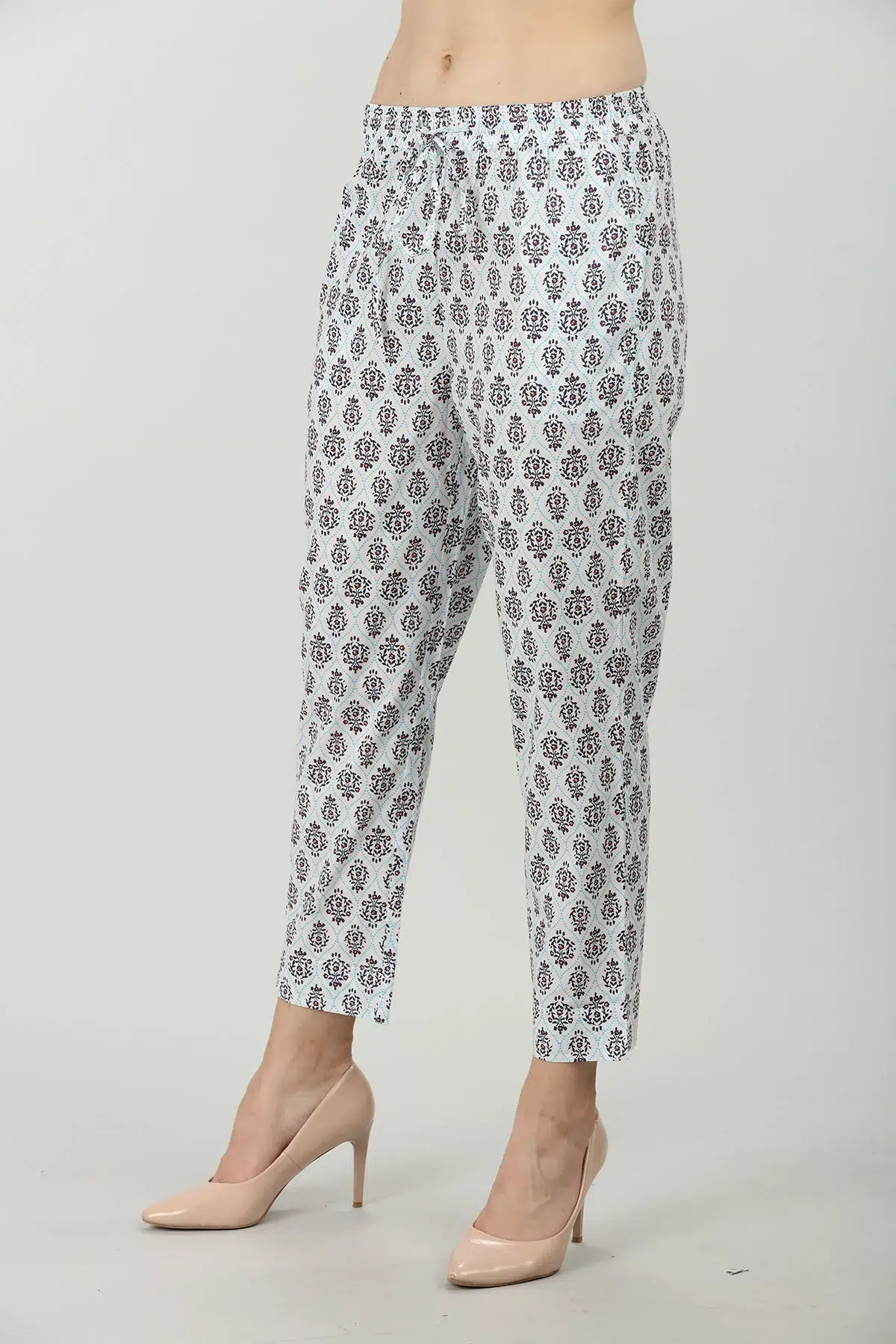 Printed Grey Palazzo Pants For Women