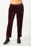 Wine Solid Pants For Females