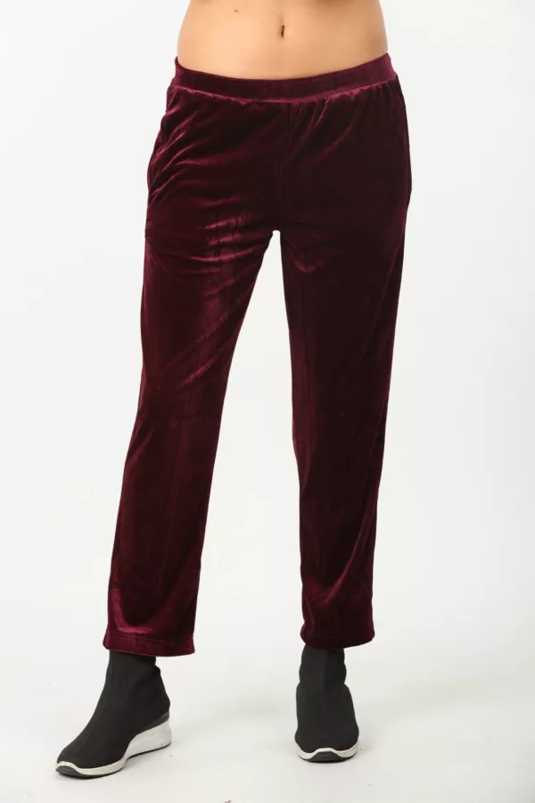 Wine Solid Pants For Females