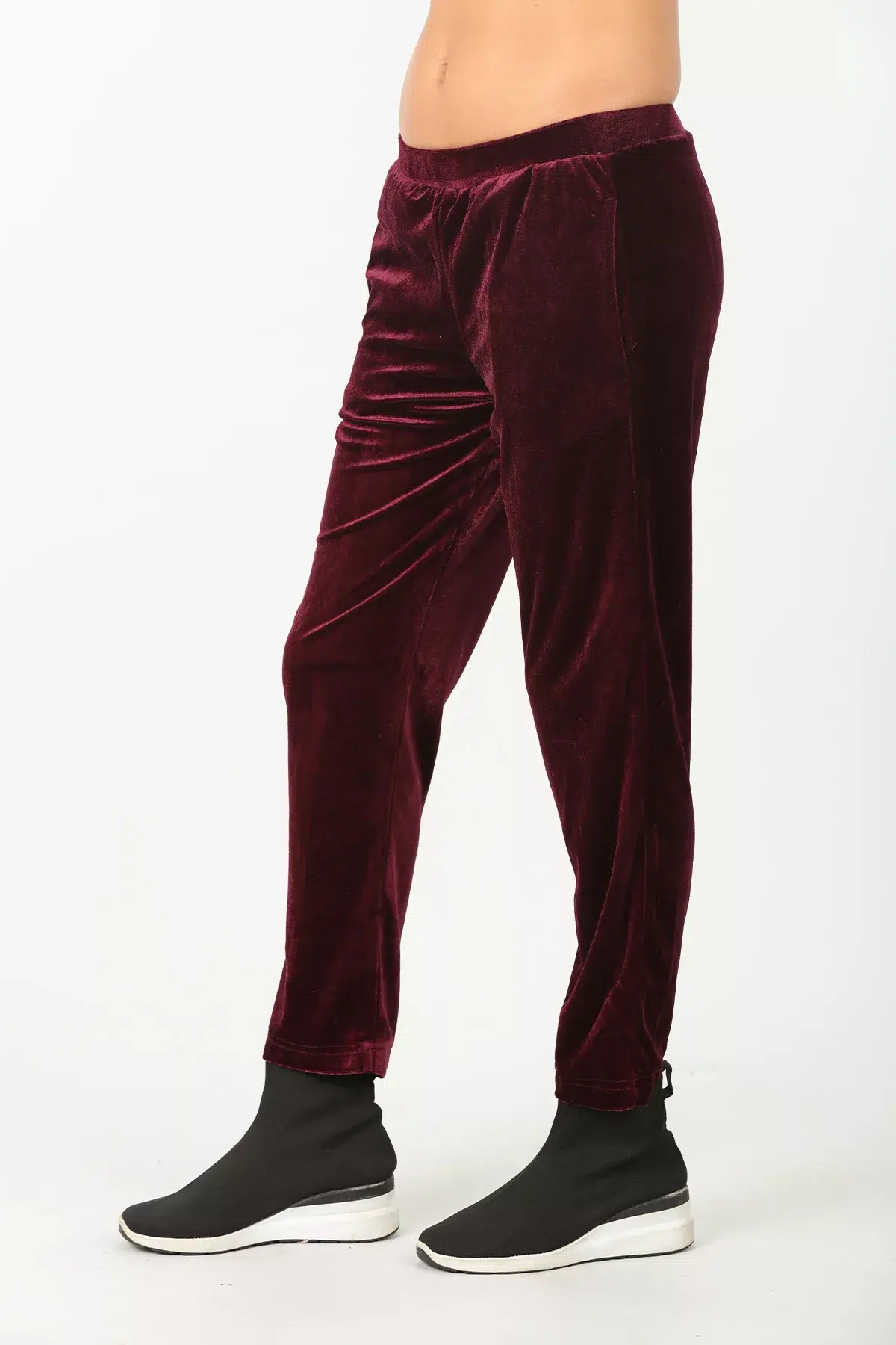 Wine Solid Pants For Females
