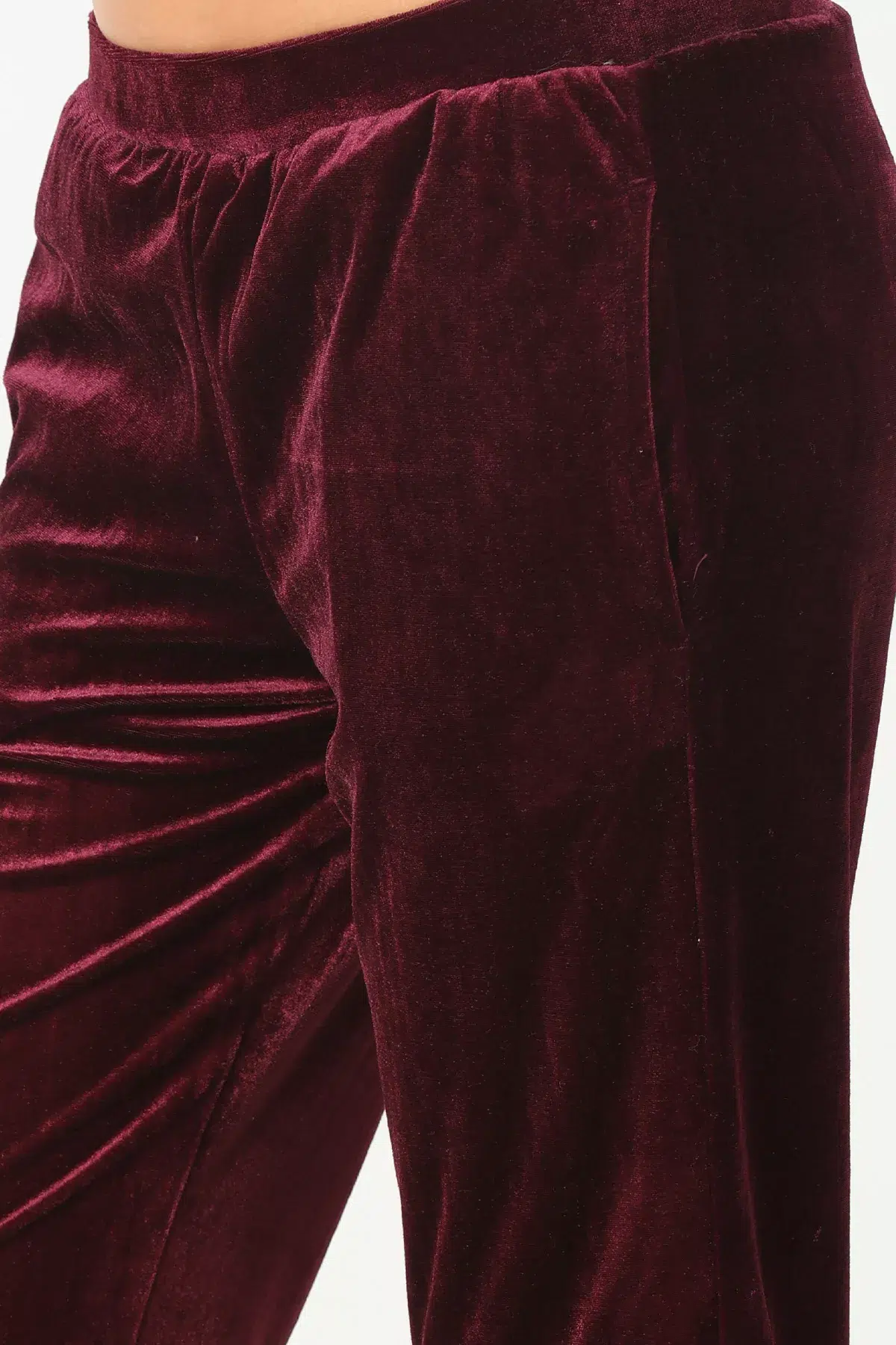 Wine Solid Pants For Females