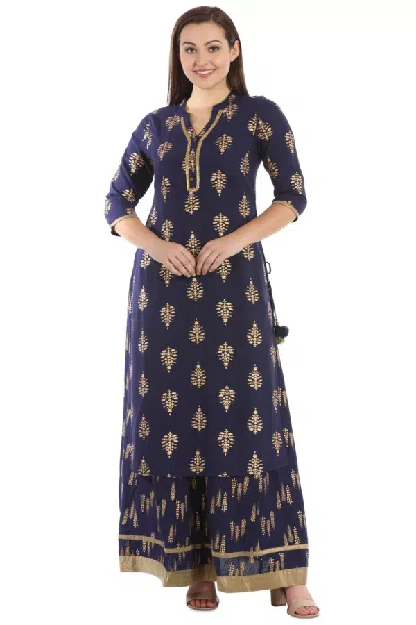 Navy Printed Skirts For Women Maxi