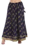 Navy Printed Skirts For Women Maxi