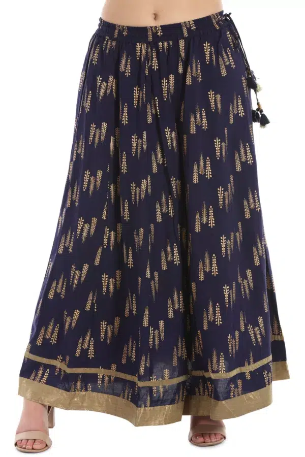 Navy Printed Skirts For Women Maxi